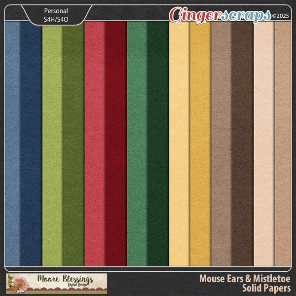 Mouse Ears & Mistletoe Solid Papers by Moore Blessings Digital Design