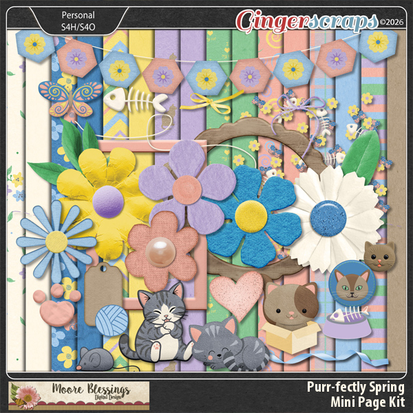 Purr-Fectly Spring Mini Page Kit by Moore Blessings Digital Design