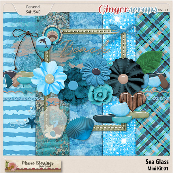 Sea Glass Mini Kit 01 by Moore Blessings Digital Design