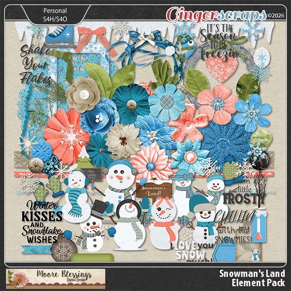 Snowman's Land Element Pack by Moore Blessings Digital Design 