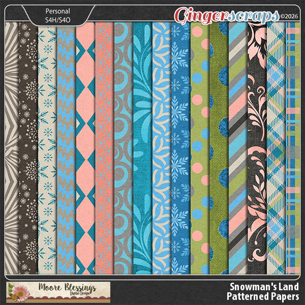 Snowman's Land Patterned Paper Pack by Moore Blessings Digital Design