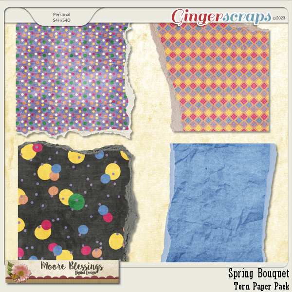 Spring Bouquet Torn Papers by Moore Blessings Digital Design
