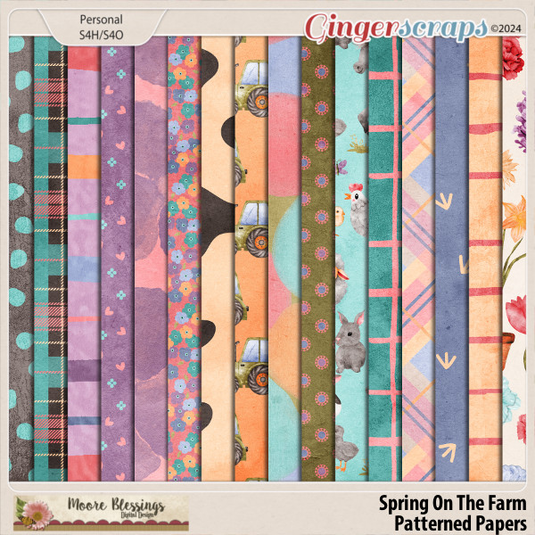 Spring On The Farm Patterned Paper Pack by Moore Blessings Digital Design 