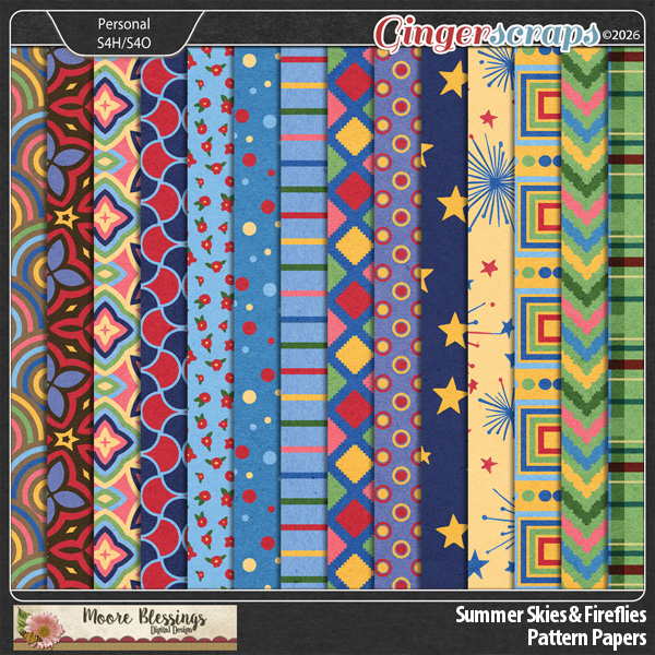 Summer Skies and Fireflies Patterned Papers by Moore Blessings Digital Design 