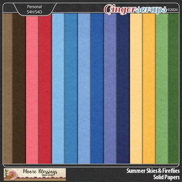 Summer Skies and Fireflies Solid Papers by Moore Blessings Digital Design