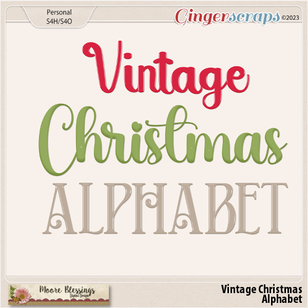 Vintage Christmas Alphabet by Moore Blessings Digital Design