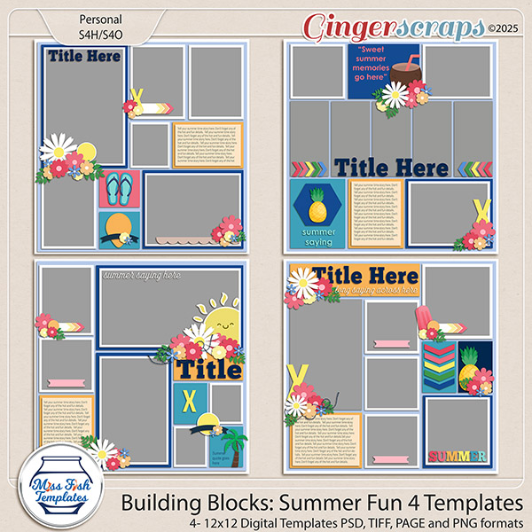 Building Blocks: Summer Fun 4 Templates by Miss Fish