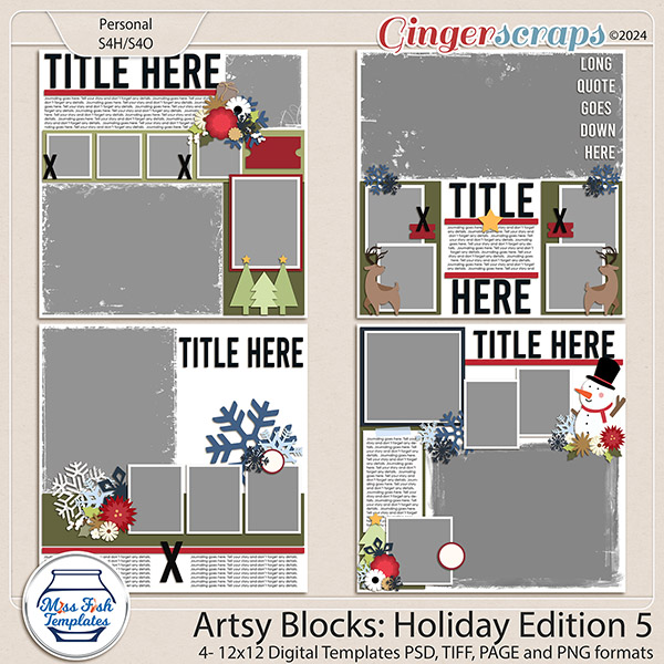 Artsy Blocks: Holiday Edition 5 Templates by Miss Fish