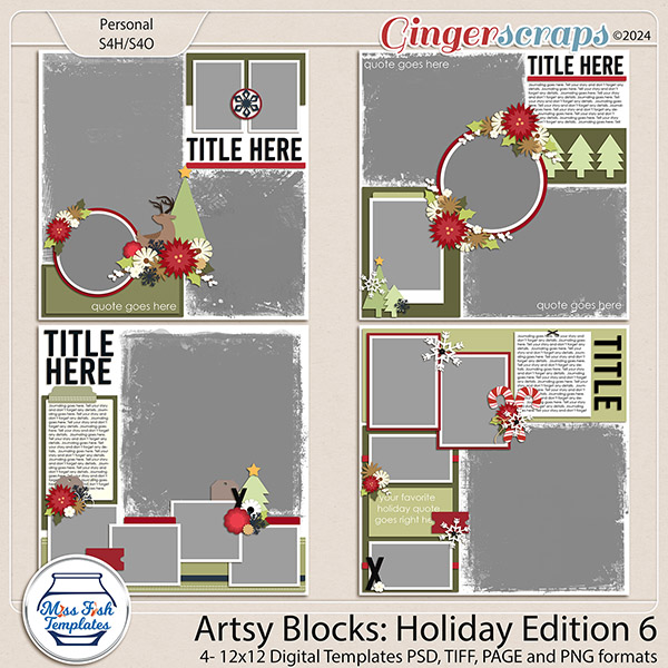 Artsy Blocks: Holiday Edition 6 Templates by Miss Fish