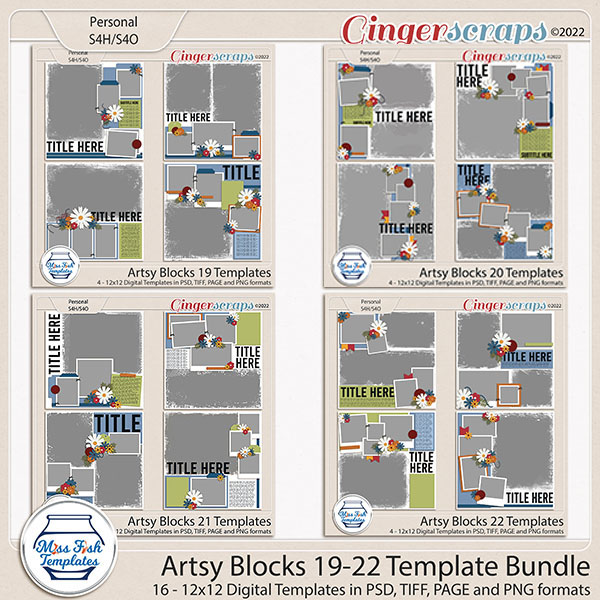 Artsy Blocks 19-22 Template Bundle by Miss Fish