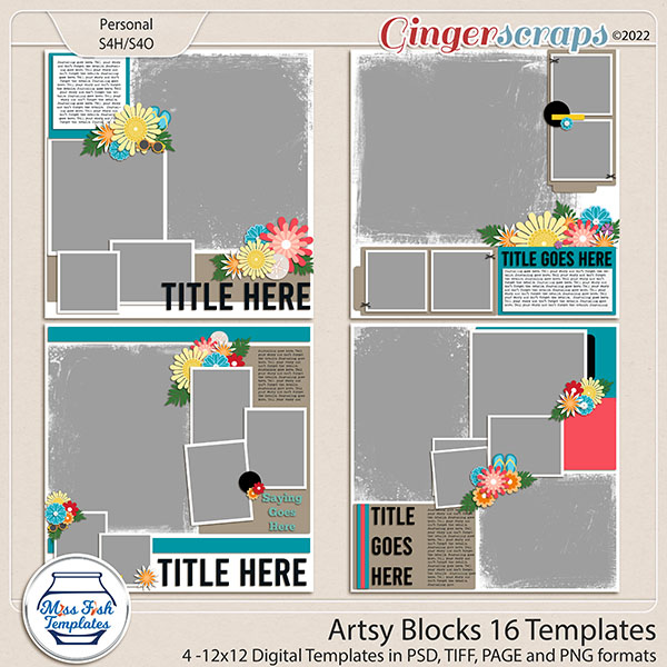 Artsy Blocks 16 Templates by Miss Fish