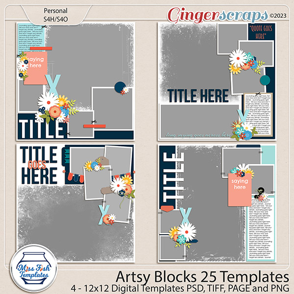 Artsy Blocks 25 Templates by Miss Fish