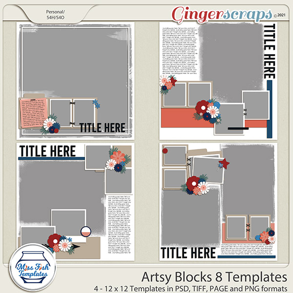 Artsy Blocks 8 Templates by Miss Fish