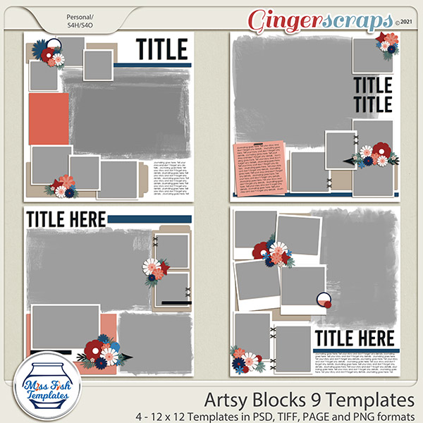 Artsy Blocks 9 Templates by Miss Fish 