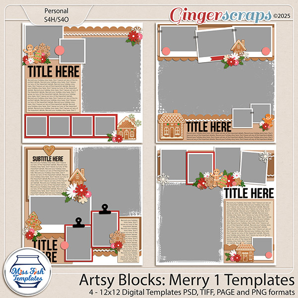 Artsy Blocks: Merry 1 Templates by Miss Fish 