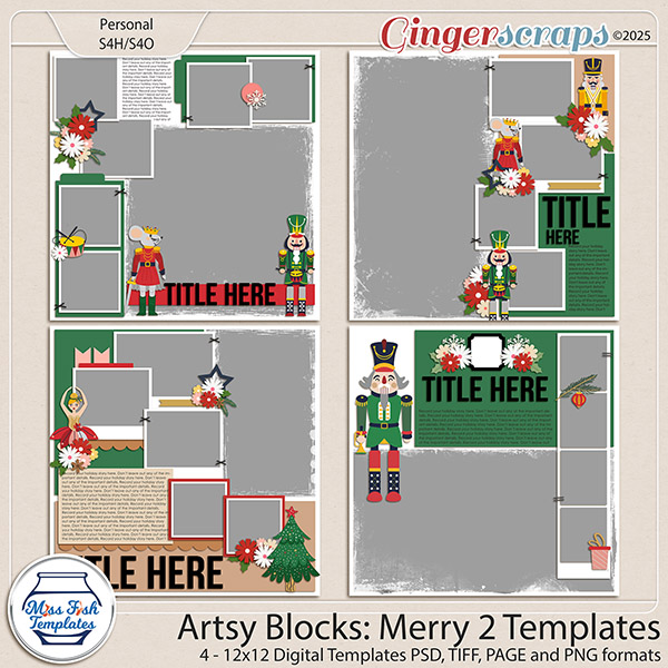 Artsy Blocks: Merry 2 Templates by Miss Fish 