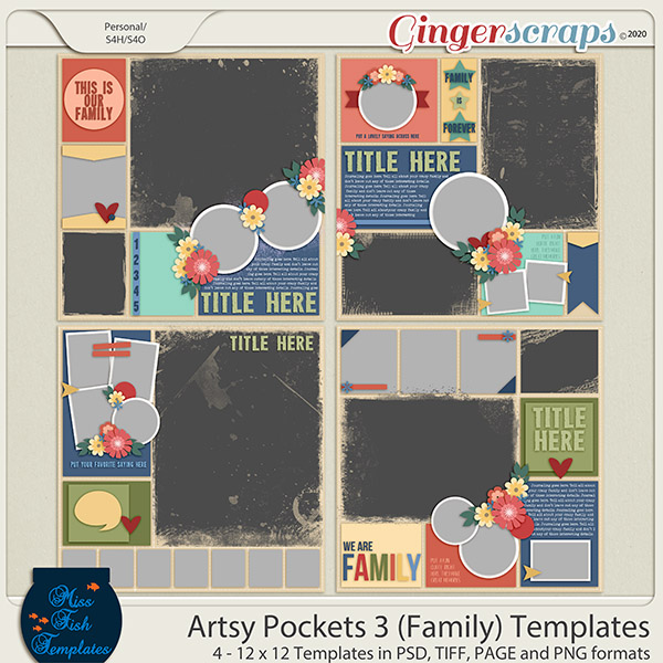Artsy Pockets 3 (Family) Templates by Miss Fish