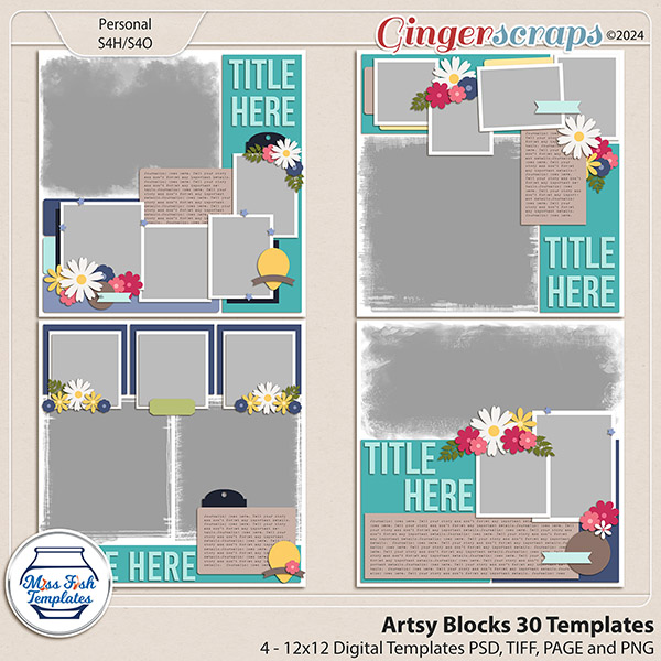 Artsy Blocks 30 Templates by Miss Fish