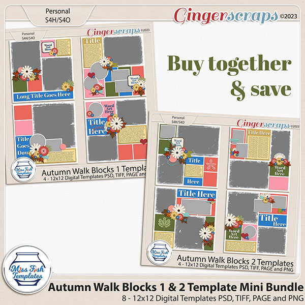 Autumn Walk Blocks 1- 2 Template Mini Bundle by Miss Fish