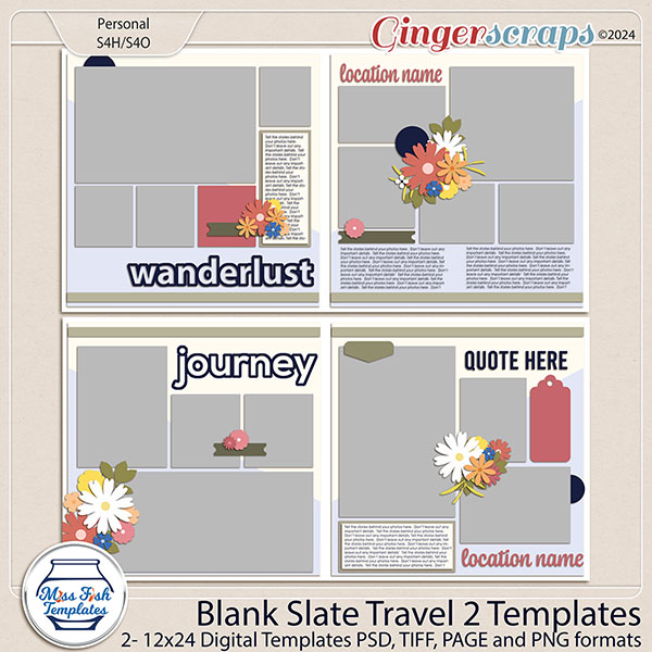 Blank Slate Travel 2 Templates by Miss Fish