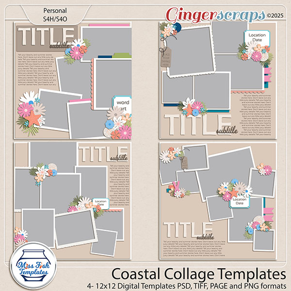 Coastal Collage Templates by Miss Fish
