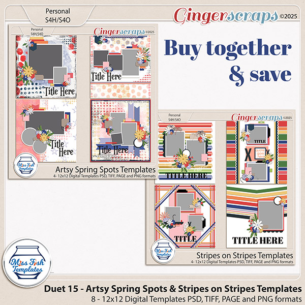 Duet 15 - Artsy Spring Spots and Stripes on Stripes Templates by Miss Fish