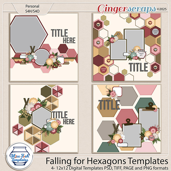 Falling for Hexagons Templates by Miss Fish