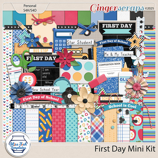 First Day Mini Digital Scrapbook Kit by Miss Fish
