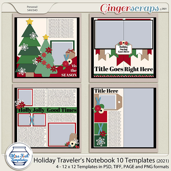 Holiday Travelers Notebook 10 Templates by Miss Fish 2021