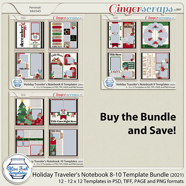 Holiday Travelers Notebook 8-10 Template Bundle by Miss Fish 2021