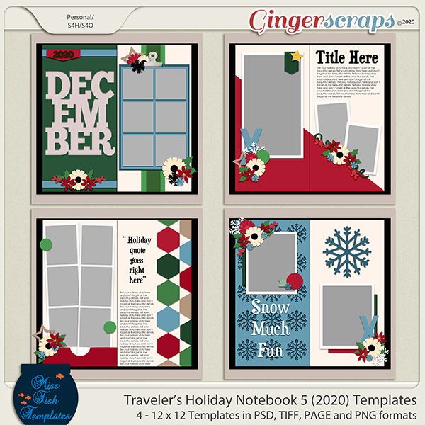 Holiday Travelers Notebook 5 Templates by Miss Fish