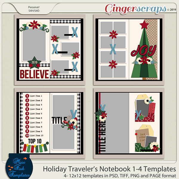 Holiday Travelers Notebook 1 Templates by Miss Fish
