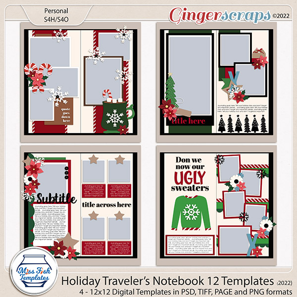 Holiday Travelers Notebook 12 Templates by Miss Fish 2022