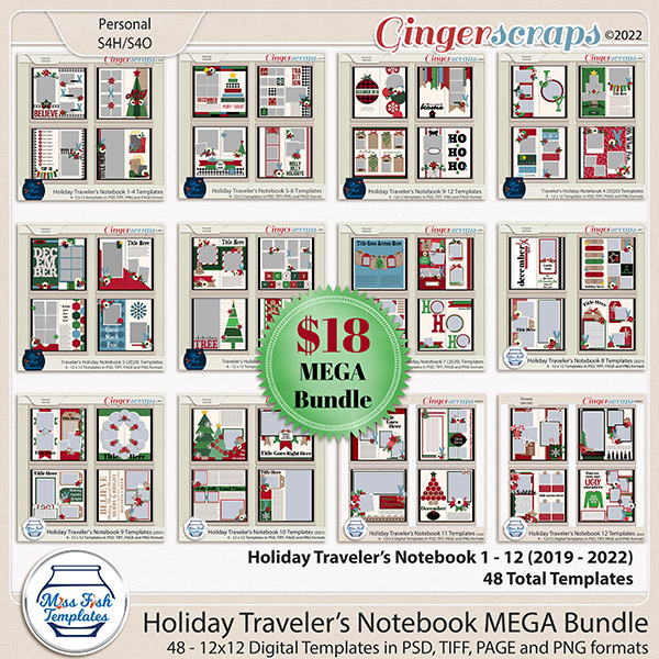 Holiday Travelers Notebook Templates Mega Bundle by Miss Fish 2022