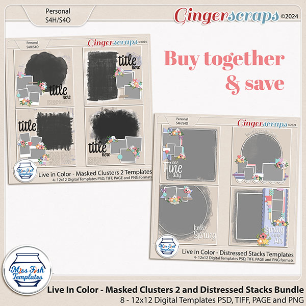 Live in Color - Masked Clusters 2 and Distressed Stacks Templates by Miss Fish