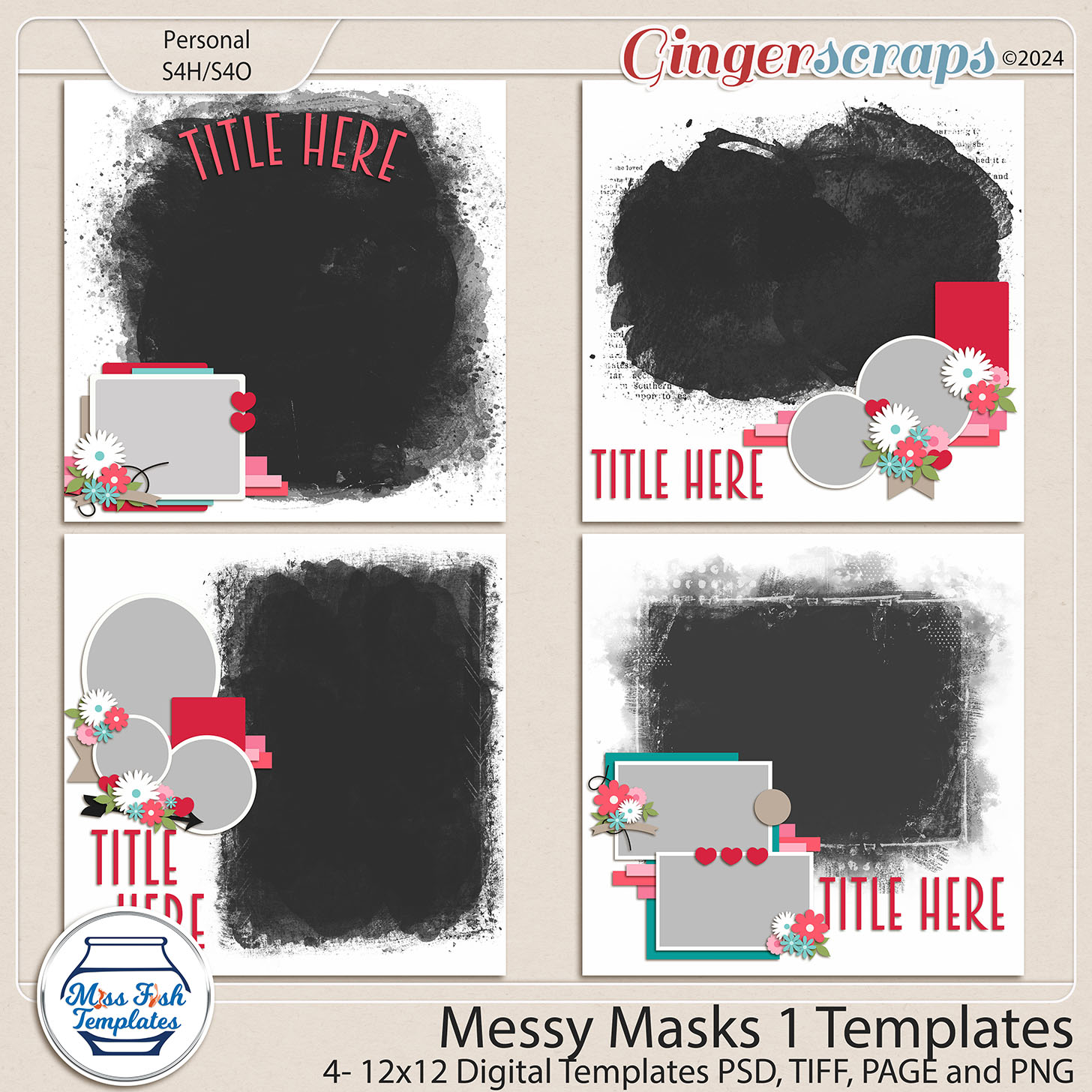 Messy Masks Templates by Miss Fish