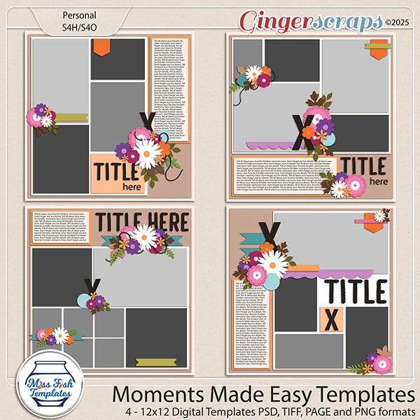 Moments Made Easy Templates by Miss Fish