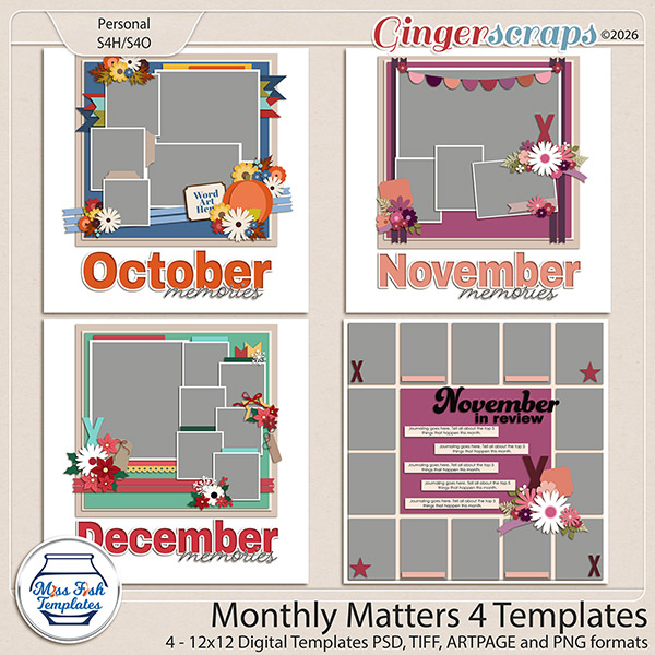Monthly Matters 4 Templates by Miss Fish