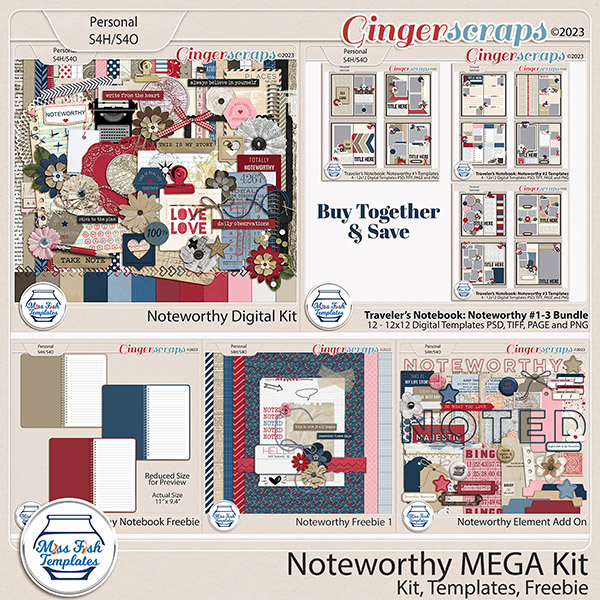 Noteworthy Mega Kit Templates and Freebies by Miss Fish 