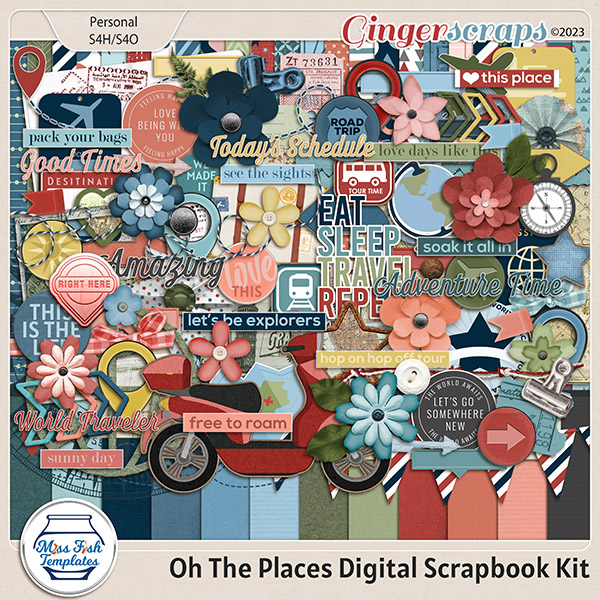 Oh The Places Digital Scrapbooking Kit by Miss Fish