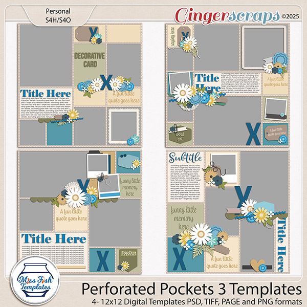 Perforated Pockets 3 Templates by Miss Fish