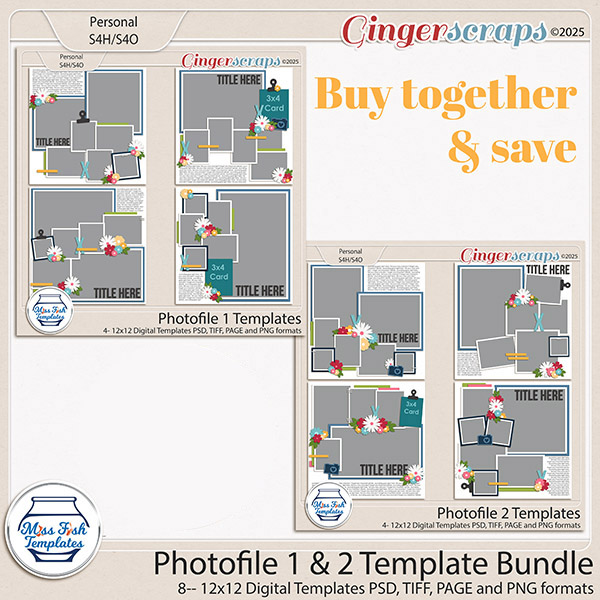 Photofile 1 & 2 Template Bundle by Miss Fish