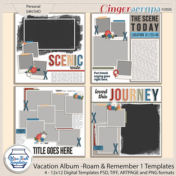 Vacation Album: Roam & Remember 1 Templates by Miss Fish