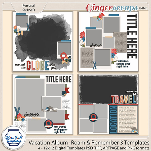 Vacation Album: Roam & Remember 3 Templates by Miss Fish