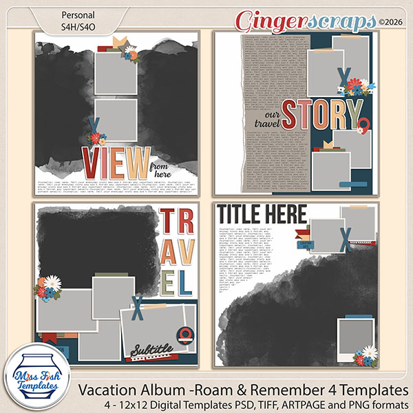 Vacation Album: Roam & Remember 4 Templates by Miss Fish