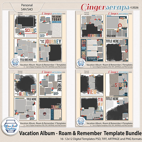 Vacation Album: Roam & Remember Template Bundle by Miss Fish