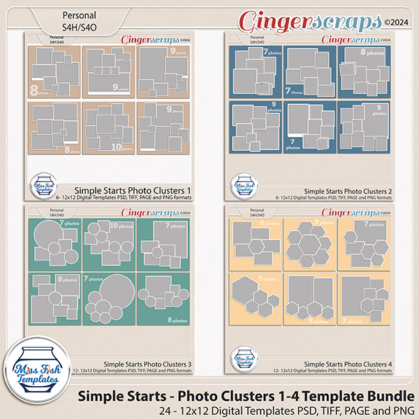 Simple Starts Photo Clusters 1- 4 Template Bundle by Miss Fish