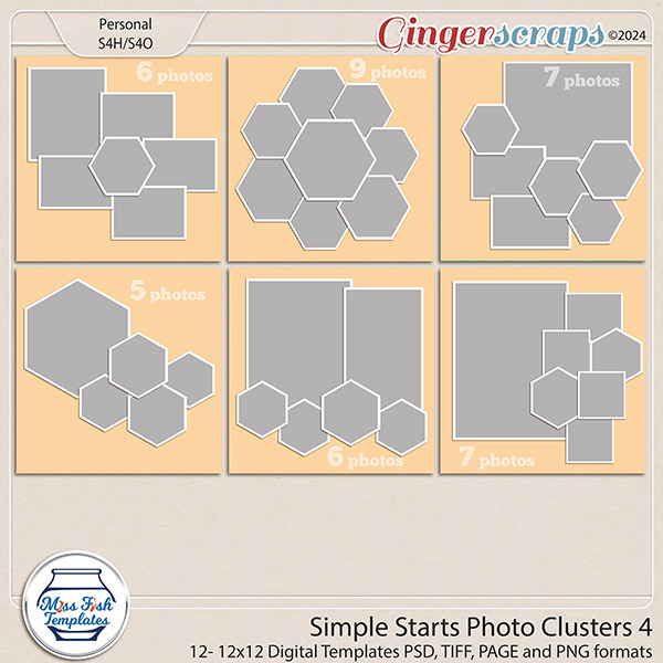 Simple Starts Photo Clusters 4 Templates by Miss Fish