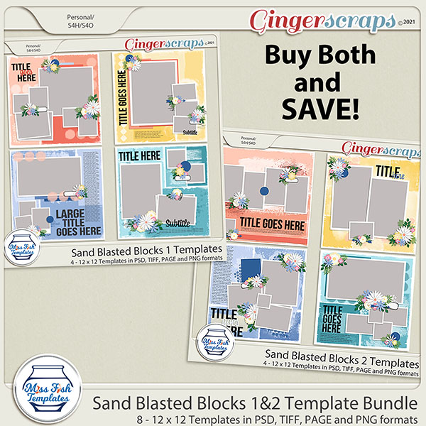 Sand Blasted Blocks 1 & 2 Template Bundle by Miss Fish 