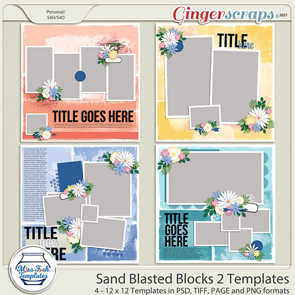 Sand Blasted Blocks 2 Templates by Miss Fish